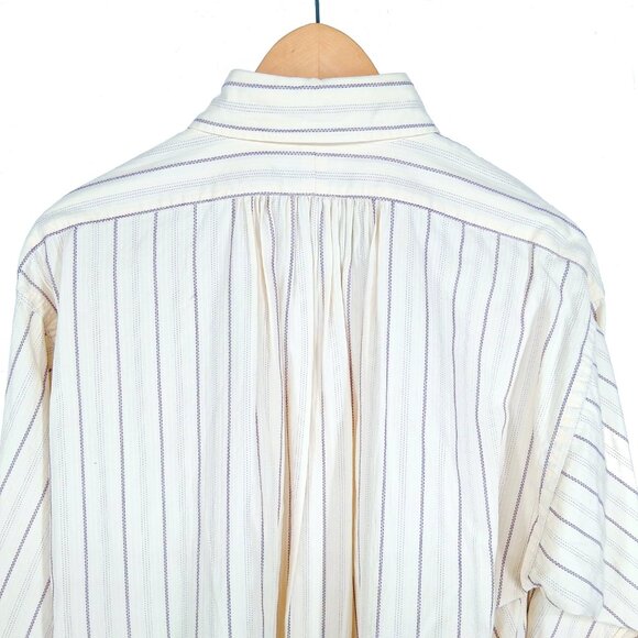 RALPH LAUREN Blue Label Vintage Peasant Poet Bib Blouse Cream Purple Stripe 10 - Picture 7 of 13